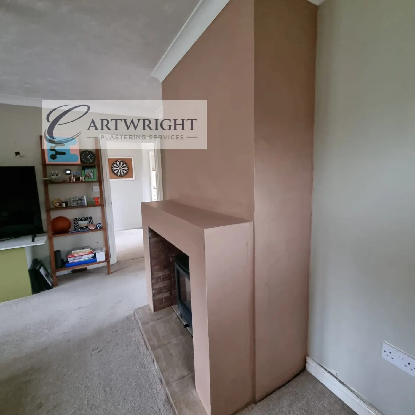 Chimney breast and alcove plastered