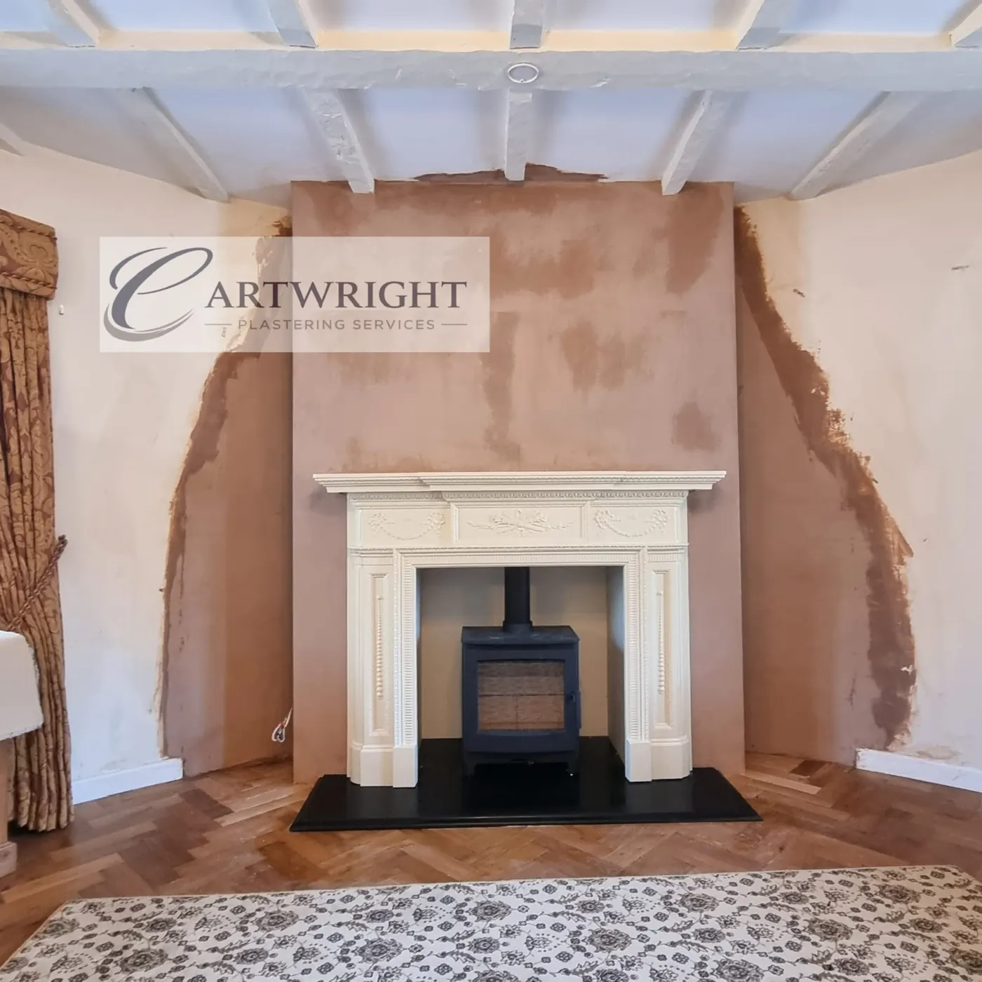 Plaster repair around a period fire surround